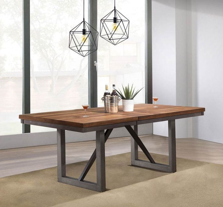 Spring Creek Natural Walnut and Espresso Extendable Dining Table