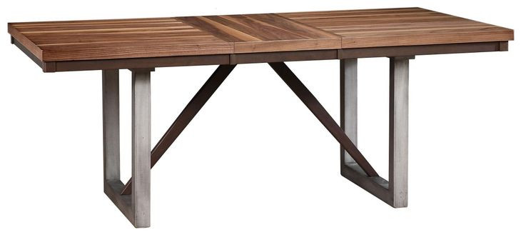 Spring Creek Natural Walnut and Espresso Extendable Dining Table