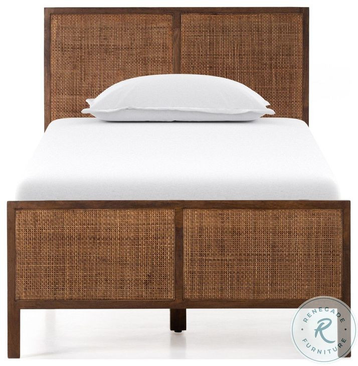 Sydney Brown Wash Twin Upholstered Bed