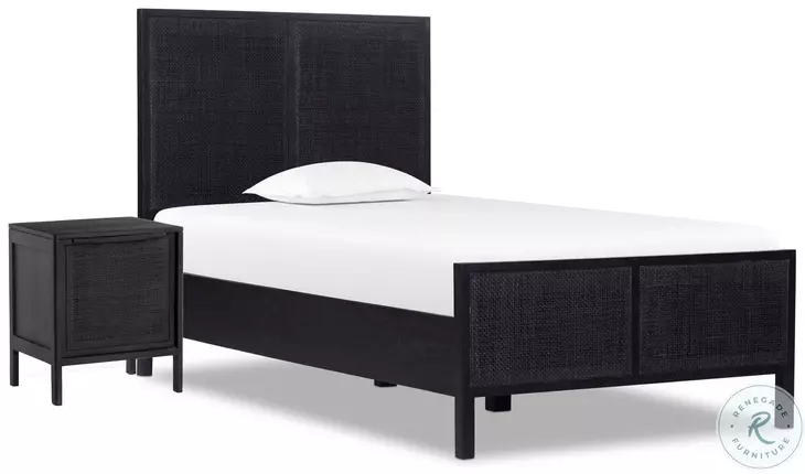 Sydney Black Wash and Black Cane Youth Upholstered Bedroom Set