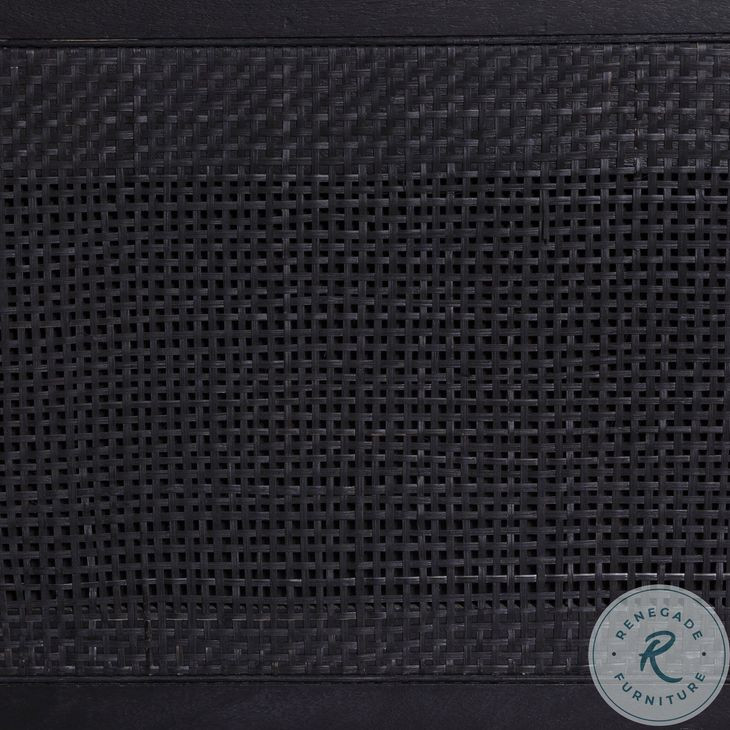 Sydney Black Wash and Black Cane Twin Upholstered Bed