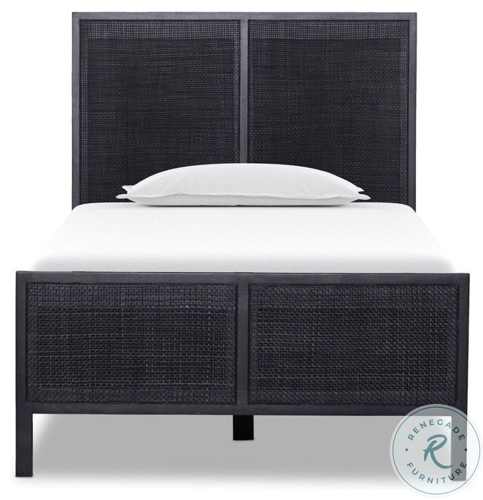 Sydney Black Wash and Black Cane Upholstered Bedroom Set