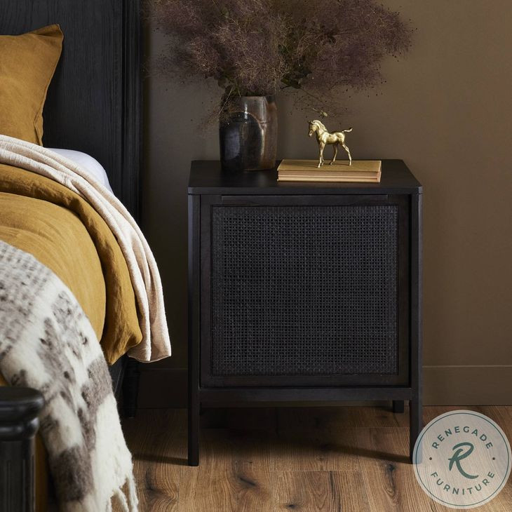 Sydney Black Wash and Black Cane Right 1 Door Nightstand