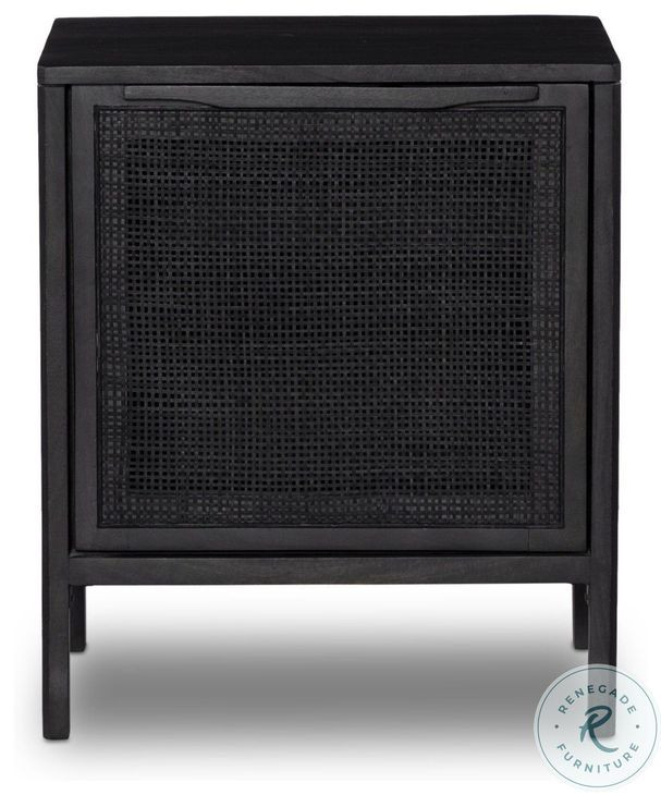 Sydney Black Wash and Black Cane Right 1 Door Nightstand