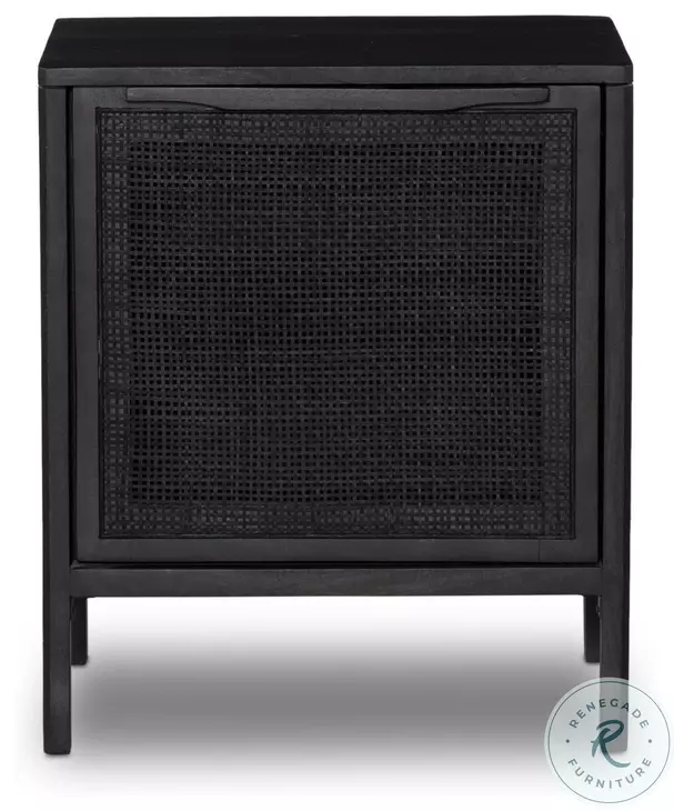 Sydney Black Wash and Black Cane Left 1 Door Nightstand
