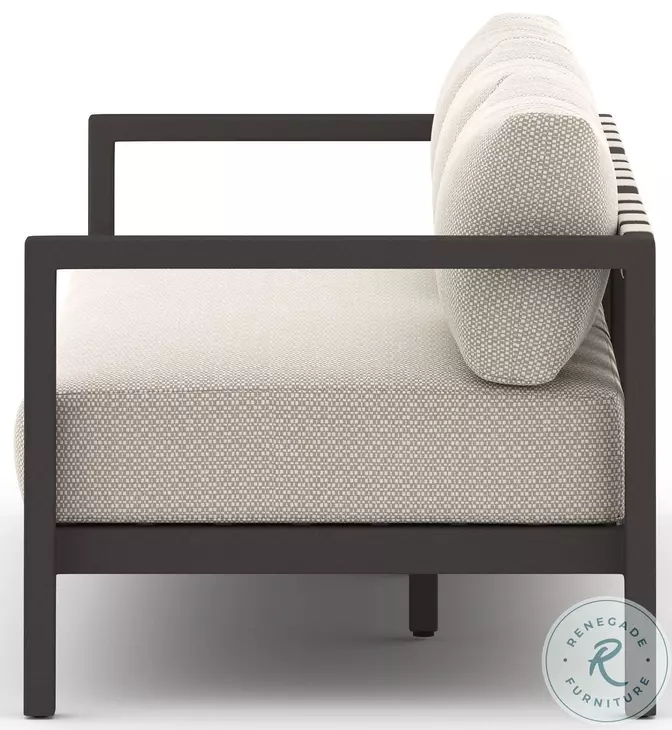 Sonoma Faye Sand and Bronze Performance Fabric Outdoor Sofa