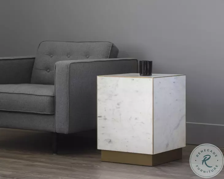 Daines White Marble End Table