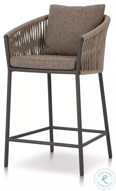 Porto Ellor Brown Outdoor Counter Height Stool