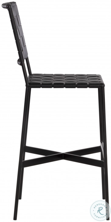 Omari Black Leather Bar Stool