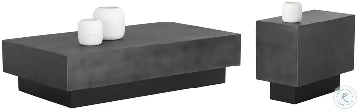 Blakely Gunmetal Steel and Matte Black Occasional Table Set