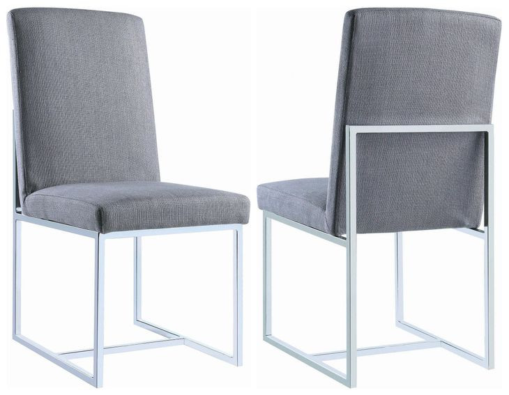 Starlight Grey Matte Velvet Dining Chair Set of 2