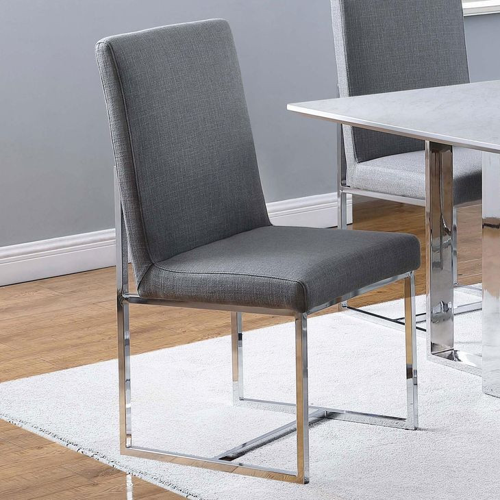 Starlight Grey Matte Velvet Dining Chair Set of 2
