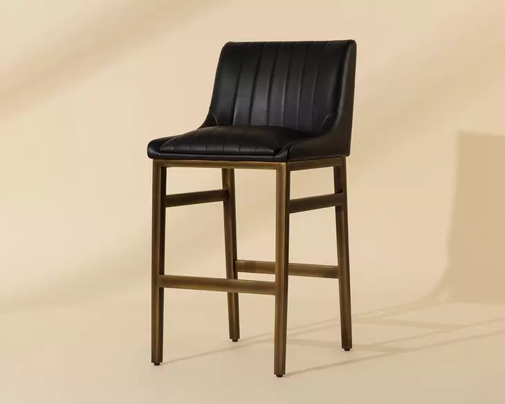 Halden Bravo Black Upholstered Bar Stool
