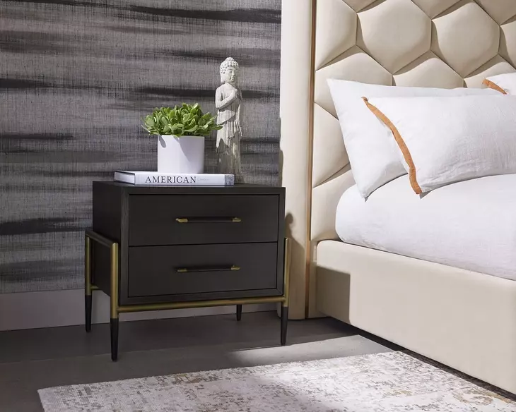 Weldrick Brown And Antique Brass Nightstand
