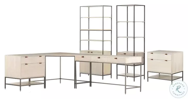 Trey Dove Poplar Desk With Filing Cabinet