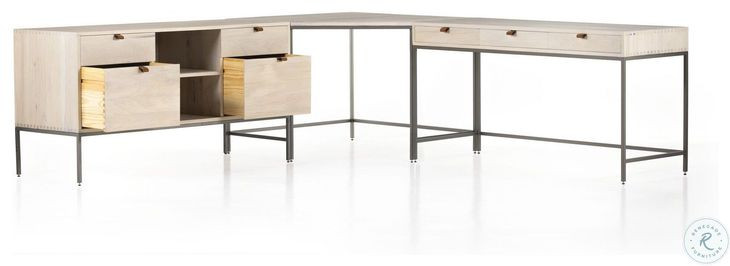 Trey Dove Poplar Filing L-Shaped Credenza Desk System