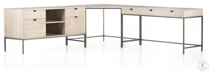 Trey Dove Poplar Filing L-Shaped Credenza Desk System
