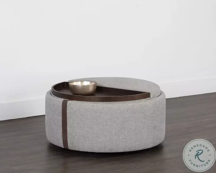Boreal Heather Grey And Autumn Chestnut Borelli Wheeled Storage Ottoman
