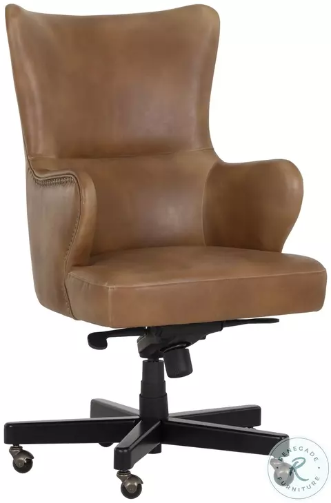 Hubert Tobacco Tan Faux Leather Adjustable Office Chair