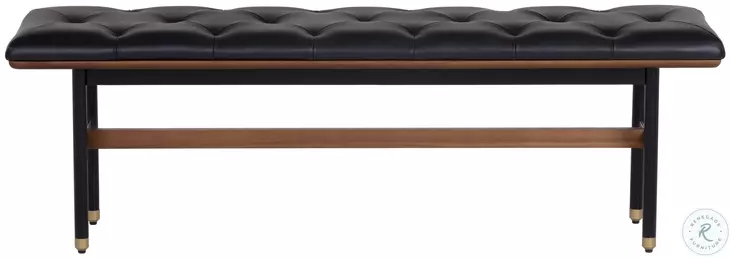 Staten Black Faux Leather Bench