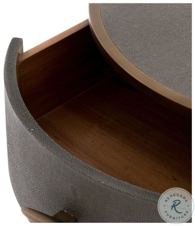 Shagreen Grey Shagreen Round 2 Drawer Nightstand