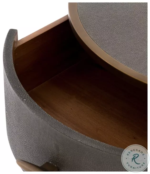 Shagreen Grey Shagreen Round 2 Drawer Nightstand