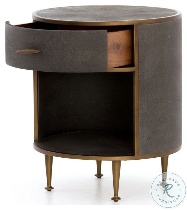 Shagreen Grey Shagreen Round 2 Drawer Nightstand
