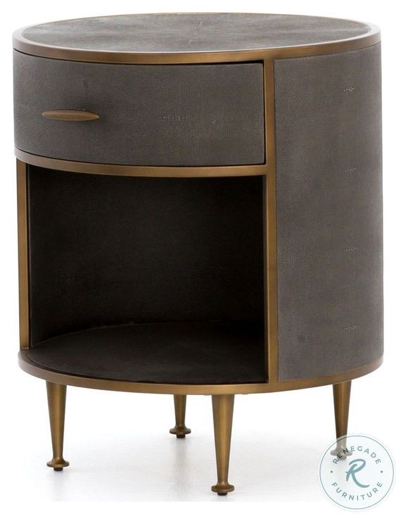 Shagreen Grey Shagreen Round 2 Drawer Nightstand