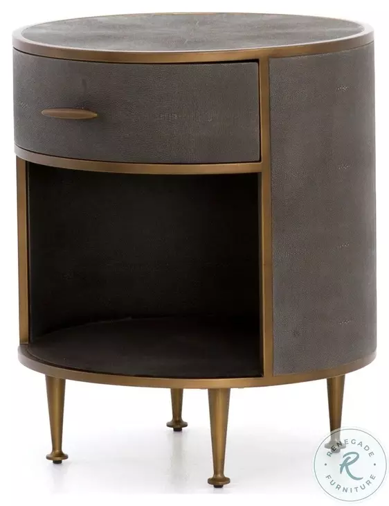 Shagreen Grey Shagreen Round 2 Drawer Nightstand