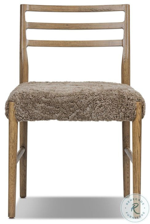 Glenmore Smoked Oak and Taupe Shearling Dining Chair Set of 2