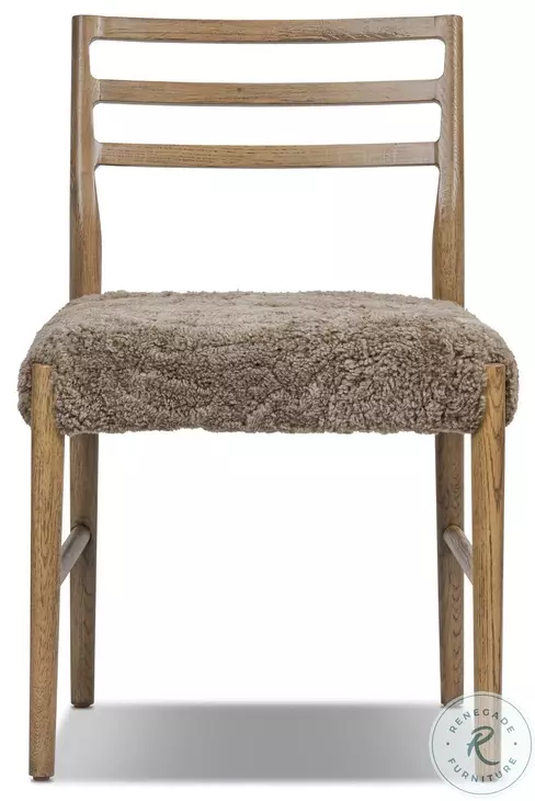 Glenmore Smoked Oak and Taupe Shearling Dining Chair Set of 2