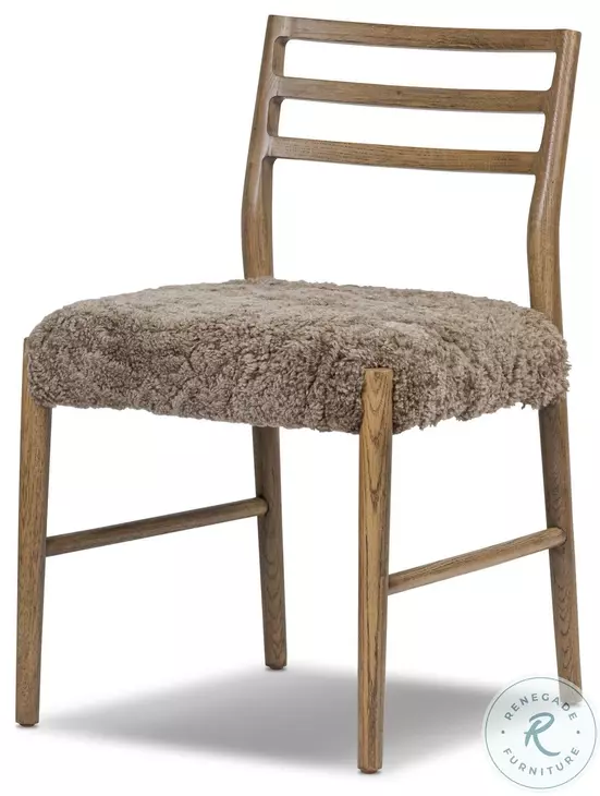 Glenmore Smoked Oak and Taupe Shearling Dining Chair Set of 2