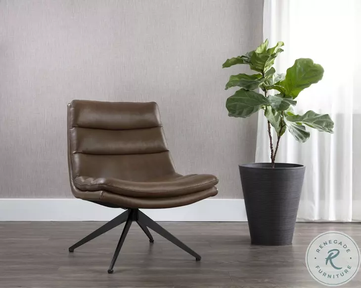 Harrison Missouri Mahogany Leather Swivel Lounge Chair