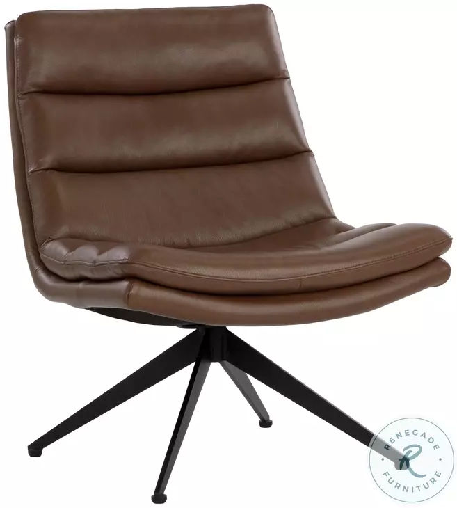 Harrison Missouri Mahogany Leather Swivel Lounge Chair