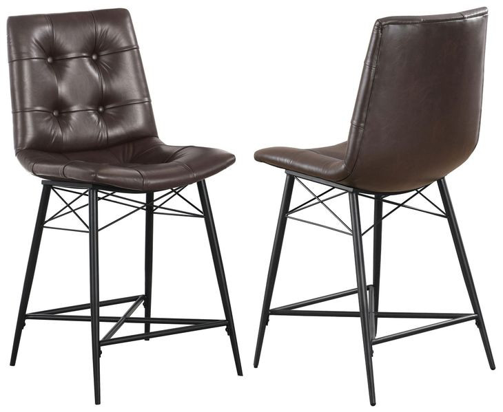 Rennes Brown And Gunmetal Counter Height Stool Set Of 2