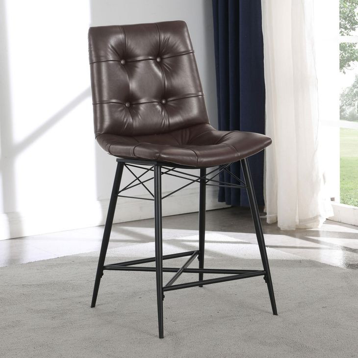 Rennes Brown And Gunmetal Counter Height Stool Set Of 2