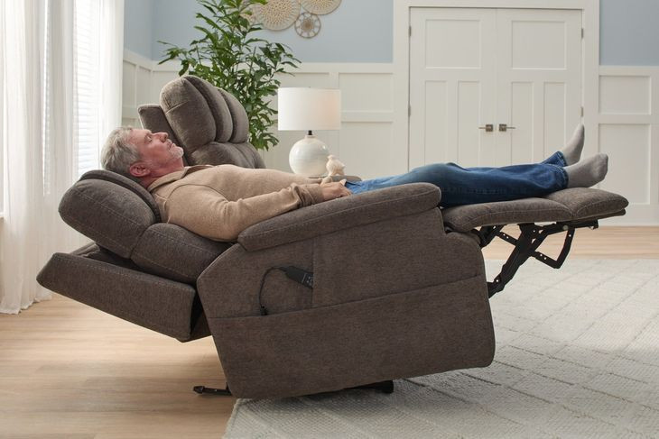 Zecliner Zofa Umber Performance Fabric 87" Zero Gravity Power Sleep Reclining Sofa with USB Charging and LED