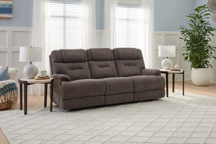 Zecliner Zofa Umber Performance Fabric 87" Zero Gravity Power Sleep Reclining Sofa with USB Charging and LED
