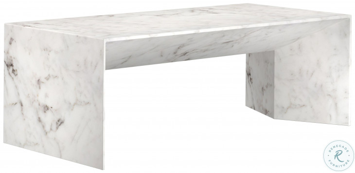 Mixt Nomad White Faux Marble Coffee Table From Sunpan | Coleman Furniture