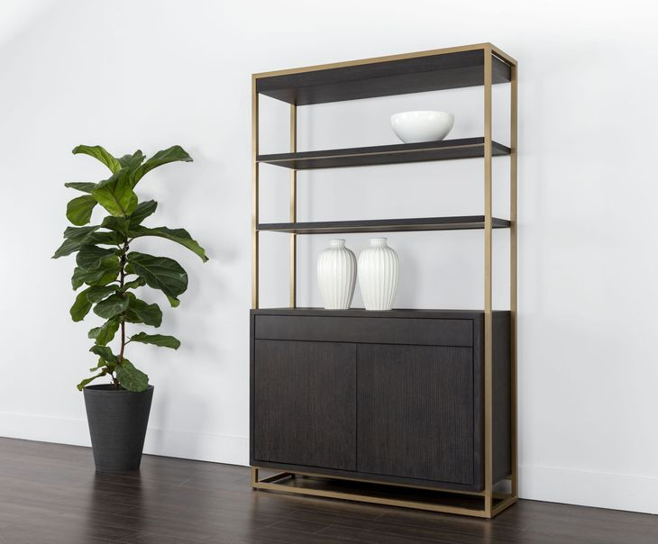 Baldessara Gray And Rustic Bronze Bookcase