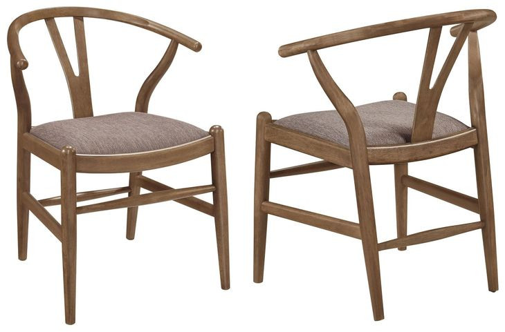 Dinah Brown Danish Y Shaped Back Wishbone Side Chair Set of 2