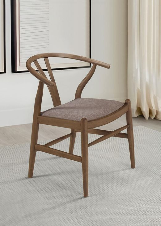 Dinah Brown Danish Y Shaped Back Wishbone Side Chair Set of 2