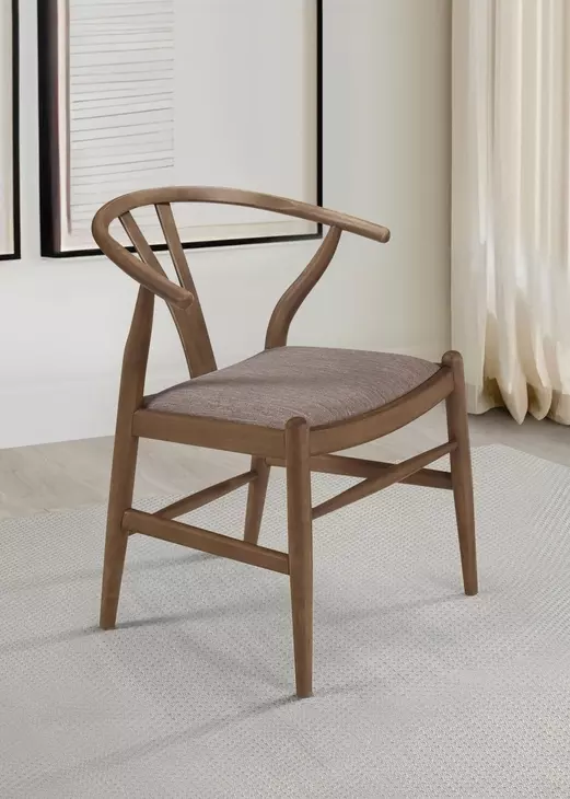 Dinah Brown Danish Y Shaped Back Wishbone Side Chair Set of 2