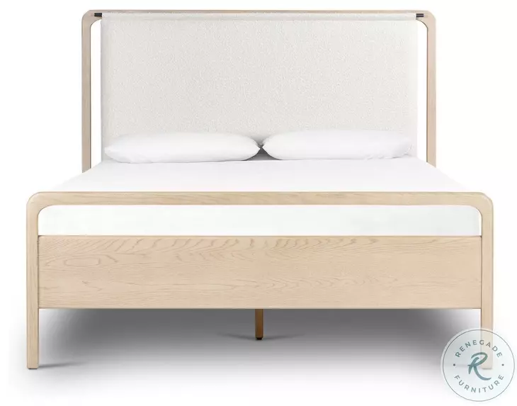 Rosedale Yucca Oak Veneer and Knoll Natural Performance Fabric Queen Upholstered Bed