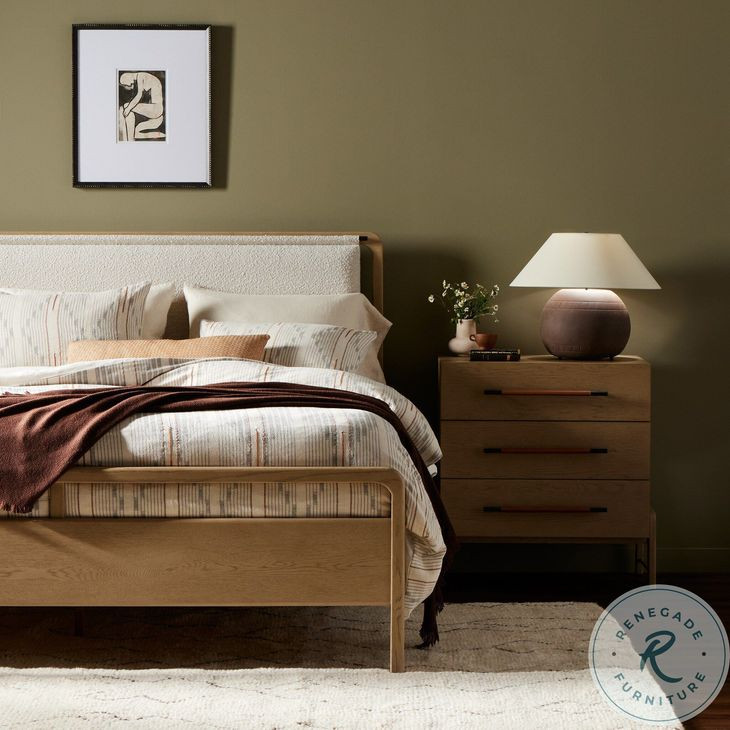 Rosedale Yucca Oak Veneer and Knoll Natural Performance Fabric King Upholstered Bed