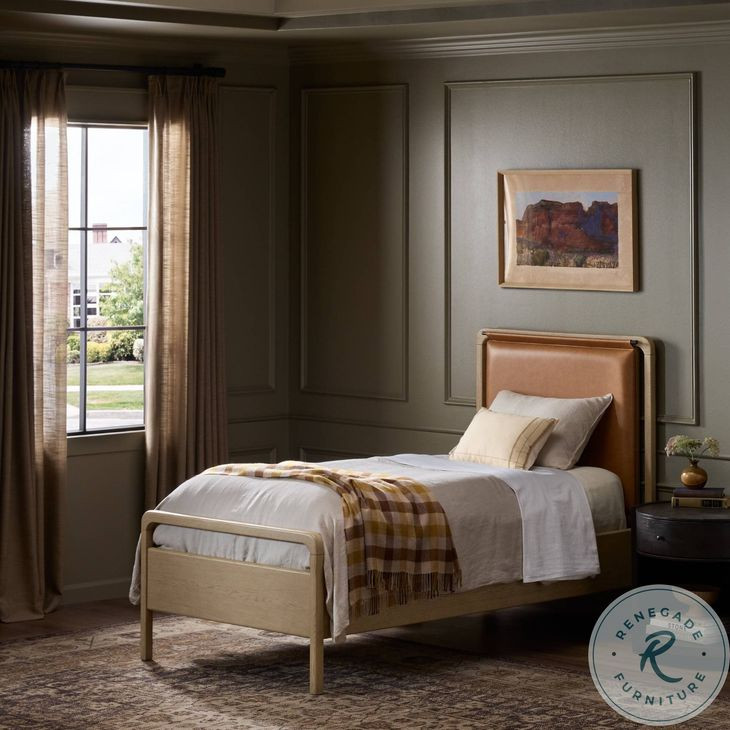 Rosedale Yucca Oak Veneer and Chaps Sand Twin Upholstered Bed