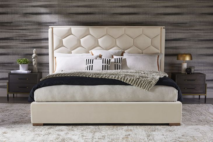 Alisha Meg Taupe King Upholstered Platform Bed