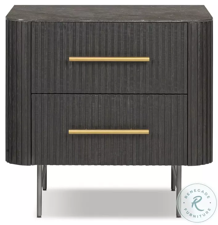 Fletcher Distressed Black 2 Drawer Nightstand