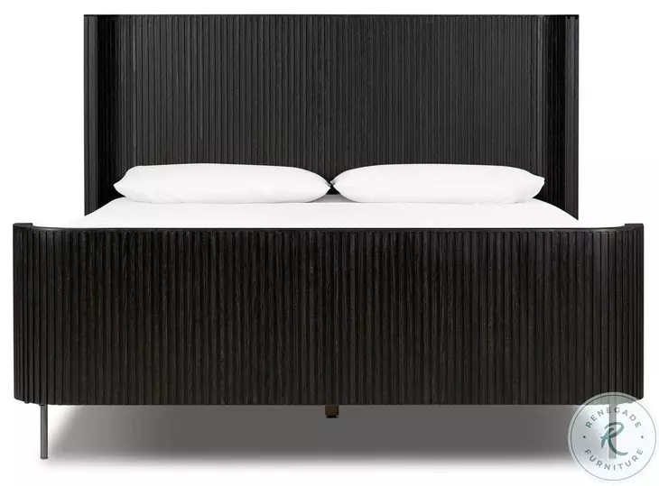 Fletcher Distressed Black Oak Queen Platform Bed