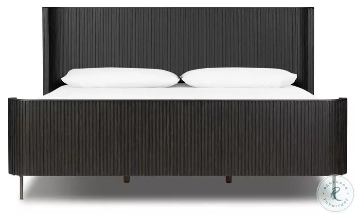 Fletcher Distressed Black Oak King Platform Bed